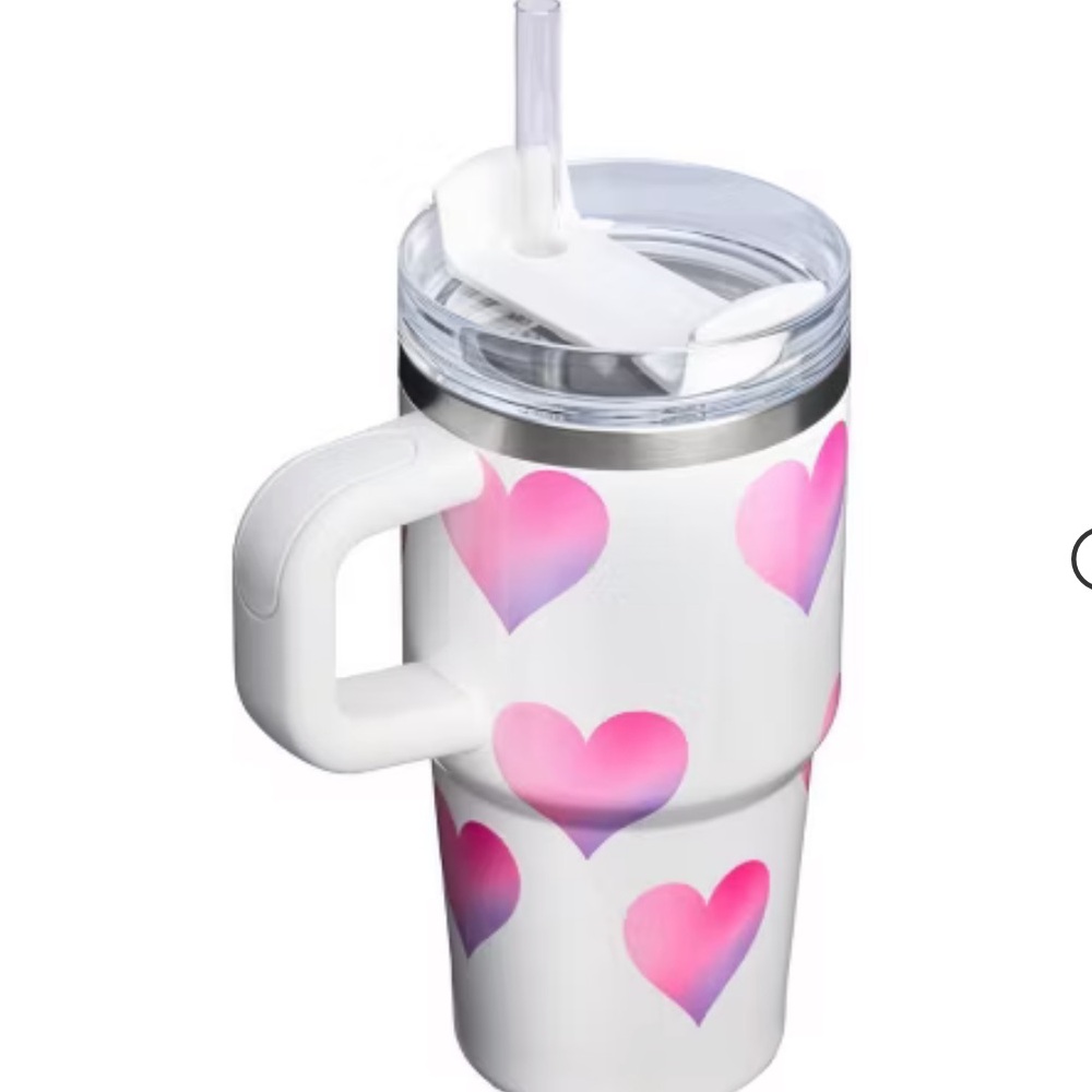 Stanley 20 oz Stainless Steel H2.0 Flowstate Quencher Tumbler Frost Heart - Picture 2 of 3